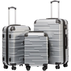 Coolife Hardside ABS Luggage, TSA Lock, Spinner Wheels, 24in Checked | ABS hardshell, scratch-resistant, 360° silent spinner wheels, YKK zippers, TSA lock, aluminum handle(silver)