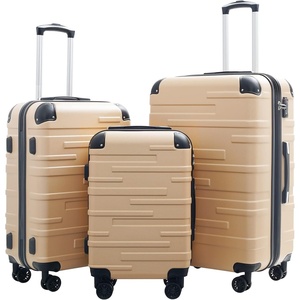 Coolife Hardside ABS Luggage, TSA Lock, Spinner Wheels, 24in Checked | ABS hardshell, scratch-resistant, 360° silent spinner wheels, YKK zippers, TSA lock, aluminum handle(champagne)