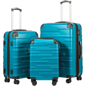 Coolife Hardside ABS Luggage, TSA Lock, Spinner Wheels, 24in Checked | ABS hardshell, scratch-resistant, 360° silent spinner wheels, YKK zippers, TSA lock, aluminum handle(lake blue)