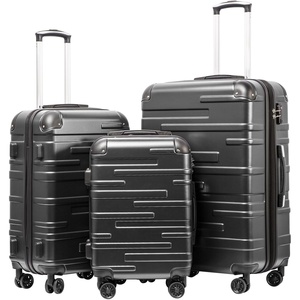 Coolife Hardside ABS Luggage, TSA Lock, Spinner Wheels, 24in Checked | ABS hardshell, scratch-resistant, 360° silent spinner wheels, YKK zippers, TSA lock, aluminum handle(Grey)