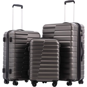 Coolife Lightweight Luggage with TSA Lock,Medium Checked Gray | Durable Hard Shell Suitcase for Travel,360° Smooth-Rolling Dual Spinner Wheels(Gray)
