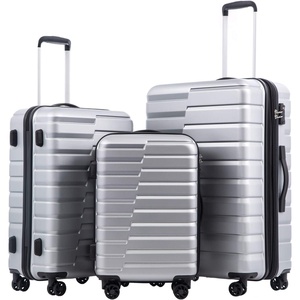 Coolife Lightweight Luggage with TSA Lock,Medium Checked Gray | Durable Hard Shell Suitcase for Travel,360° Smooth-Rolling Dual Spinner Wheels(Silver)