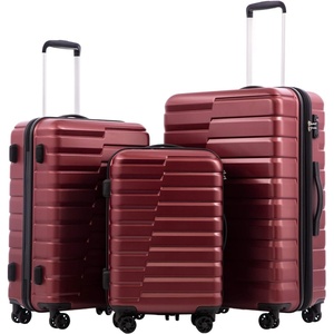 Coolife Lightweight Luggage with TSA Lock,Medium Checked Gray | Durable Hard Shell Suitcase for Travel,360° Smooth-Rolling Dual Spinner Wheels(Wine Red)