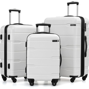 Coolife Medium Checked Luggage Hardside Suitcase with Spinner Wheels, 24in | Lightweight ABS+PC, Rolling Travel Suitcase with TSA Lock, Spinner Wheels, Durable Zipper, Charcoal(White)