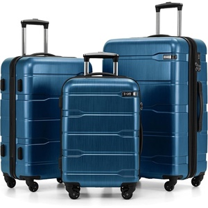 Coolife Medium Checked Luggage Hardside Suitcase with Spinner Wheels, 24in | Lightweight ABS+PC, Rolling Travel Suitcase with TSA Lock, Spinner Wheels, Durable Zipper, Charcoal(Caribbean Blue)
