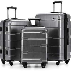 Coolife Medium Checked Luggage Hardside Suitcase with Spinner Wheels, 24in | Lightweight ABS+PC, Rolling Travel Suitcase with TSA Lock, Spinner Wheels, Durable Zipper, Charcoal(Charcoal)