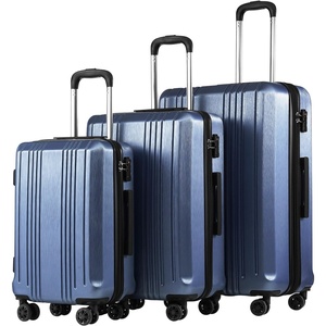 Coolife PC+ABS Hardshell Luggage, TSA Lock, Spinner Wheels, 24in Checked | PC+ABS hardshell, scratch-resistant, 360° silent spinner wheels, YKK zippers, TSA lock, aluminum handle(ice blue)