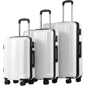 Coolife PC+ABS Hardshell Luggage, TSA Lock, Spinner Wheels, 24in Checked | PC+ABS hardshell, scratch-resistant, 360° silent spinner wheels, YKK zippers, TSA lock, aluminum handle(white)