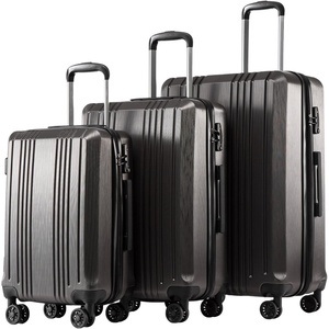 Coolife PC+ABS Hardshell Luggage, TSA Lock, Spinner Wheels, 24in Checked | PC+ABS hardshell, scratch-resistant, 360° silent spinner wheels, YKK zippers, TSA lock, aluminum handle(grey)