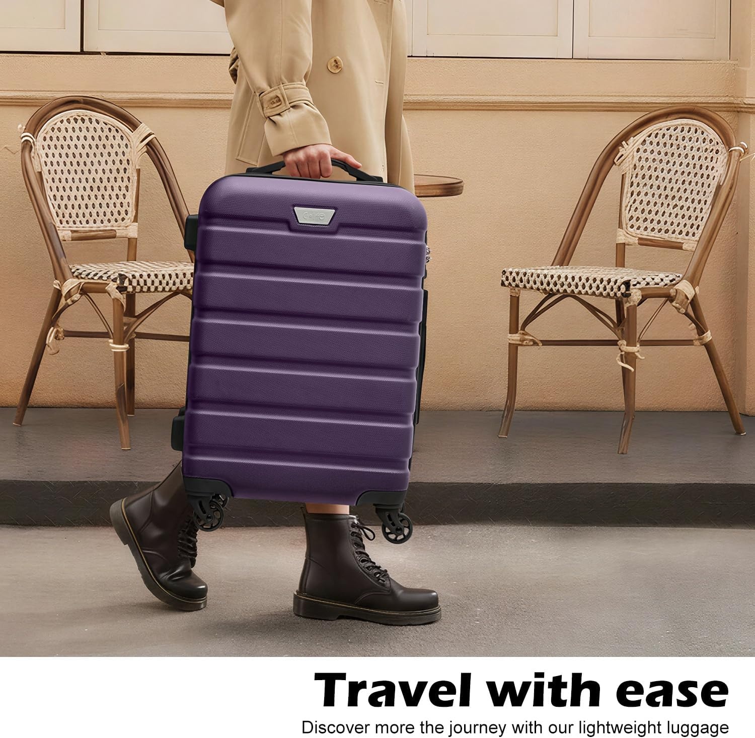 image:imageCoolife Luggage Set Lightweight Durable Hardshell 3 piece Apple Green suitcase set with 360 Spinner Wheels TSAapproved Lock Checked Family Travel 202428 InchPurple