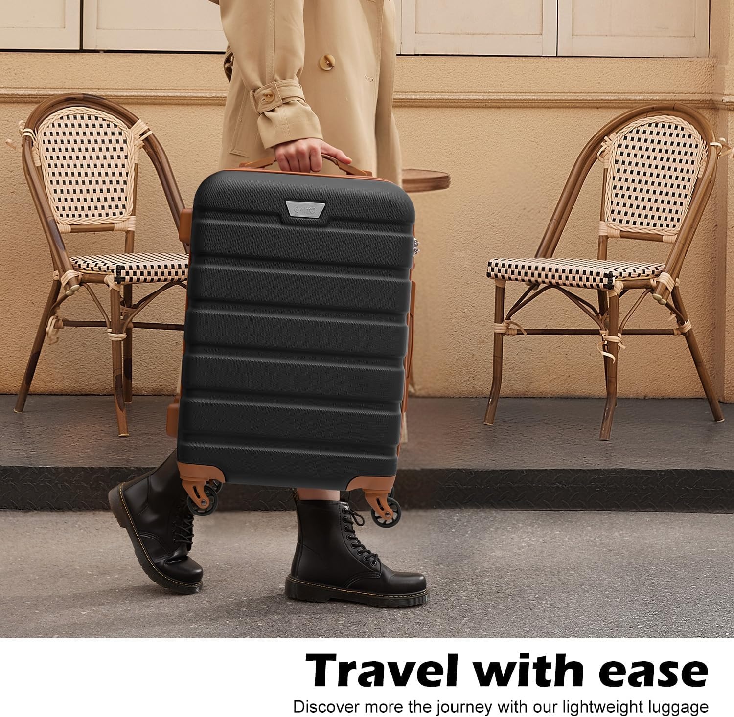 image:imageCoolife Luggage Set Lightweight Durable Hardshell 3 piece Apple Green suitcase set with 360 Spinner Wheels TSAapproved Lock Checked Family Travel 202428 InchApricot White