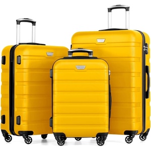 Coolife Luggage Set, Lightweight Durable Hardshell, 3 piece, Apple Green | suitcase set with 360° Spinner Wheels, TSA-approved Lock, Checked Family Travel, 20/24/28 Inch(Yellow)