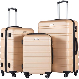 Coolife Luggage Set, Lightweight Durable Hardshell, 3 piece, Apple Green | suitcase set with 360° Spinner Wheels, TSA-approved Lock, Checked Family Travel, 20/24/28 Inch(Champagne New)