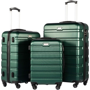 Coolife Luggage Set, Lightweight Durable Hardshell, 3 piece, Apple Green | suitcase set with 360° Spinner Wheels, TSA-approved Lock, Checked Family Travel, 20/24/28 Inch(Dark Green)