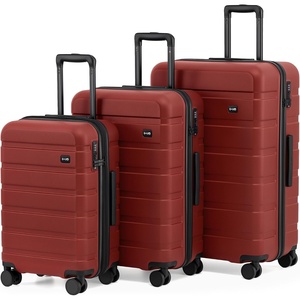 Coolife Luggage Set, Lightweight Durable Hardshell, 3 piece, Apple Green | suitcase set with 360° Spinner Wheels, TSA-approved Lock, Checked Family Travel, 20/24/28 Inch(Deep Red)