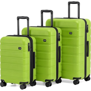 Coolife Luggage Set, Lightweight Durable Hardshell, 3 piece, Apple Green | suitcase set with 360° Spinner Wheels, TSA-approved Lock, Checked Family Travel, 20/24/28 Inch(Green new)
