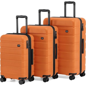 Coolife Luggage Set, Lightweight Durable Hardshell, 3 piece, Apple Green | suitcase set with 360° Spinner Wheels, TSA-approved Lock, Checked Family Travel, 20/24/28 Inch(Orange new)