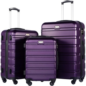 Coolife Luggage Set, Lightweight Durable Hardshell, 3 piece, Apple Green | suitcase set with 360° Spinner Wheels, TSA-approved Lock, Checked Family Travel, 20/24/28 Inch(Purple)
