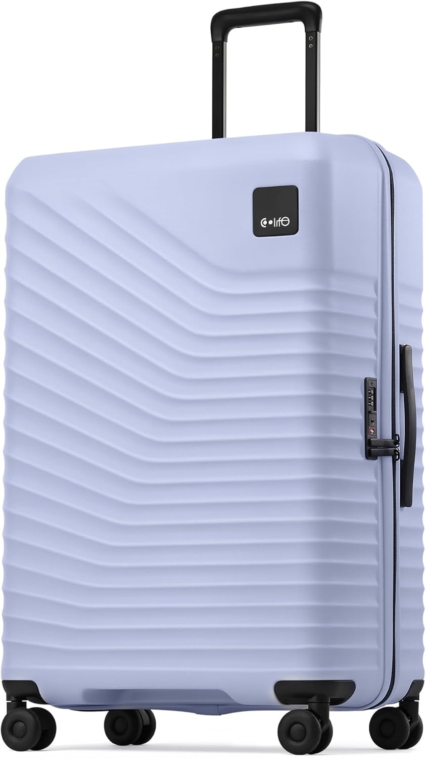 image:imageCoolife Luggage 3 Piece Set Lightweight PC Hardside Suitcases 202428 Expandable 20Inch CarryOn Dual Spinner Wheels TSAApproved Lock Upgraded PC Hardshell Durable Travel SuitcasesLight Purple