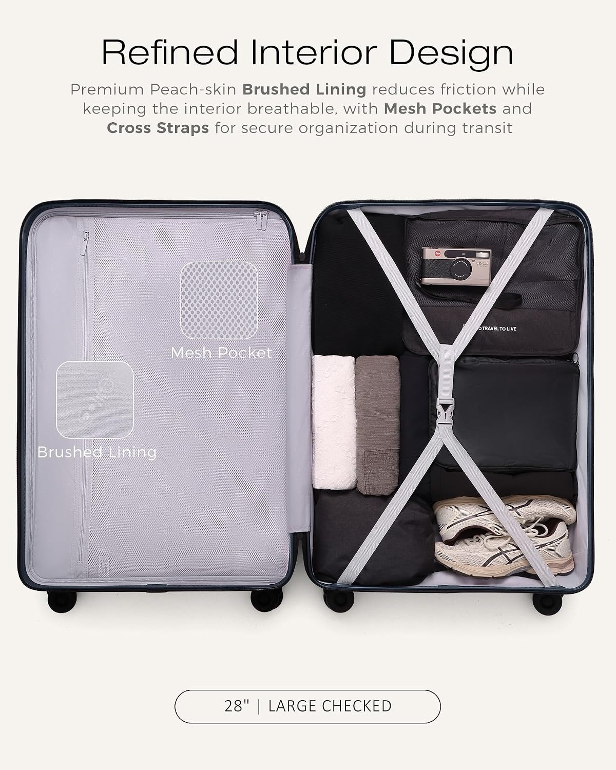 image:imageCoolife Luggage 3 Piece Set Lightweight PC Hardside Suitcases 202428 Expandable 20Inch CarryOn Dual Spinner Wheels TSAApproved Lock Upgraded PC Hardshell Durable Travel SuitcasesLight Green