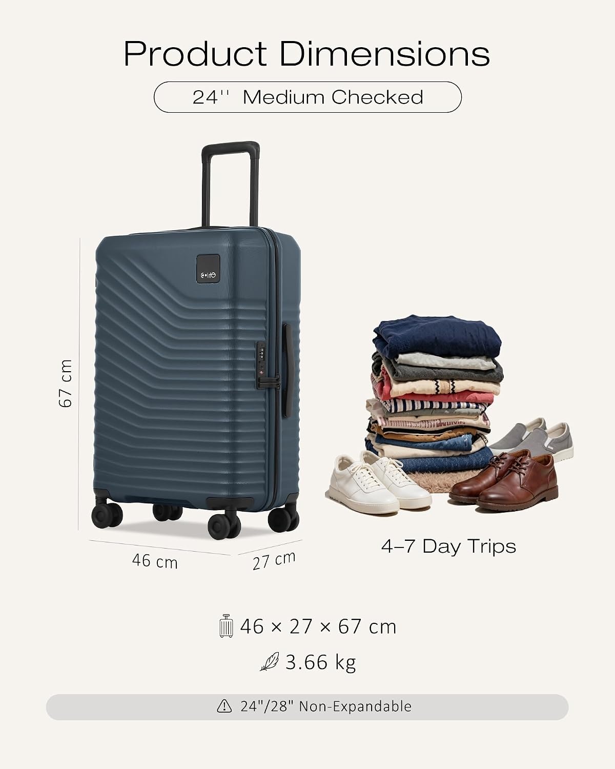 image:imageCoolife Luggage 3 Piece Set Lightweight PC Hardside Suitcases 202428 Expandable 20Inch CarryOn Dual Spinner Wheels TSAApproved Lock Upgraded PC Hardshell Durable Travel SuitcasesNavy