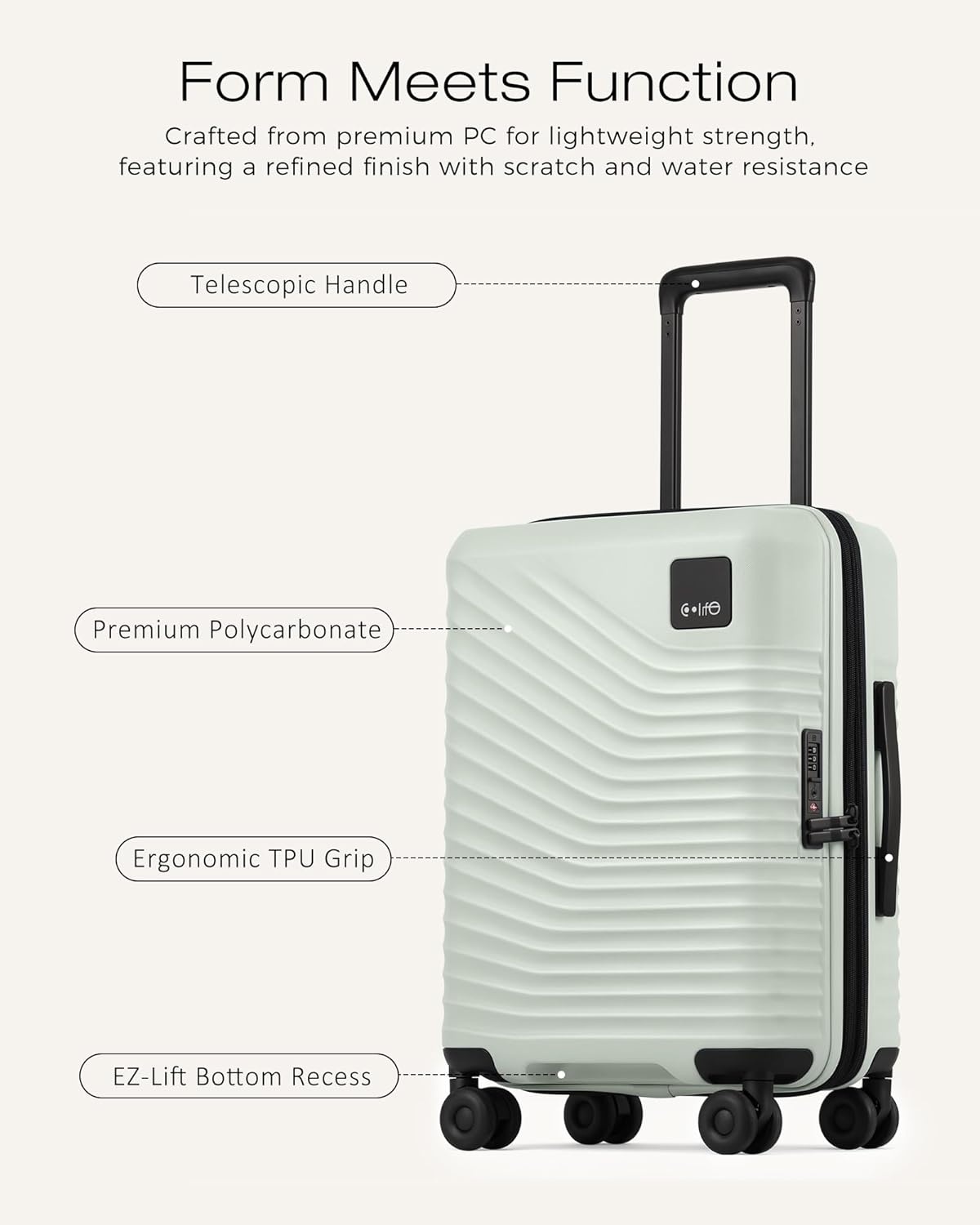 image:imageCoolife Luggage 3 Piece Set Lightweight PC Hardside Suitcases 202428 Expandable 20Inch CarryOn Dual Spinner Wheels TSAApproved Lock Upgraded PC Hardshell Durable Travel SuitcasesLight Green