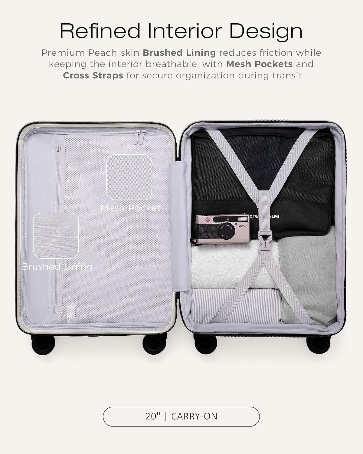 image:imageCoolife Luggage 3 Piece Set Lightweight PC Hardside Suitcases 202428 Expandable 20Inch CarryOn Dual Spinner Wheels TSAApproved Lock Upgraded PC Hardshell Durable Travel SuitcasesWhite