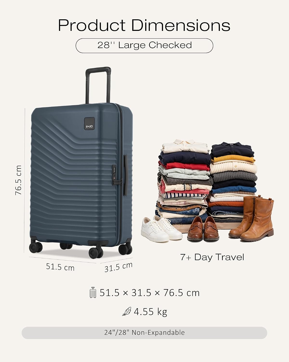 image:imageCoolife Luggage 3 Piece Set Lightweight PC Hardside Suitcases 202428 Expandable 20Inch CarryOn Dual Spinner Wheels TSAApproved Lock Upgraded PC Hardshell Durable Travel SuitcasesNavy