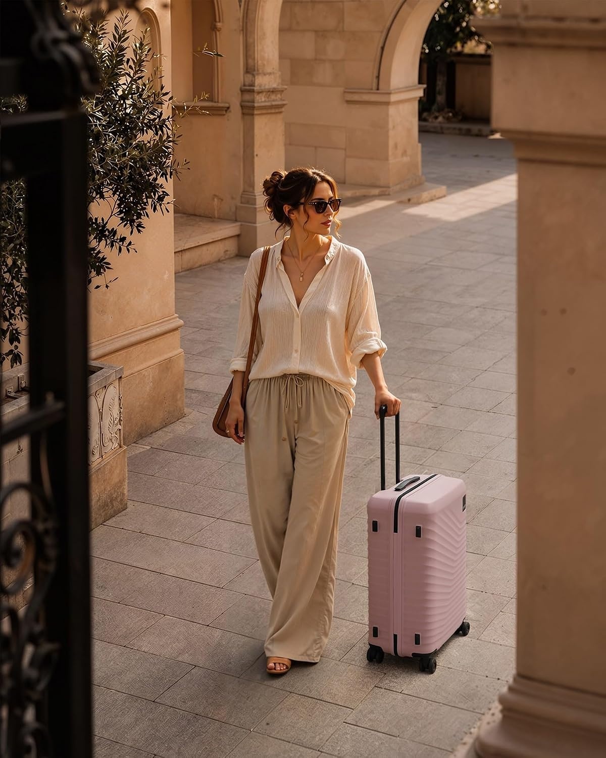 image:imageCoolife Luggage 3 Piece Set Lightweight PC Hardside Suitcases 202428 Expandable 20Inch CarryOn Dual Spinner Wheels TSAApproved Lock Upgraded PC Hardshell Durable Travel SuitcasesPink