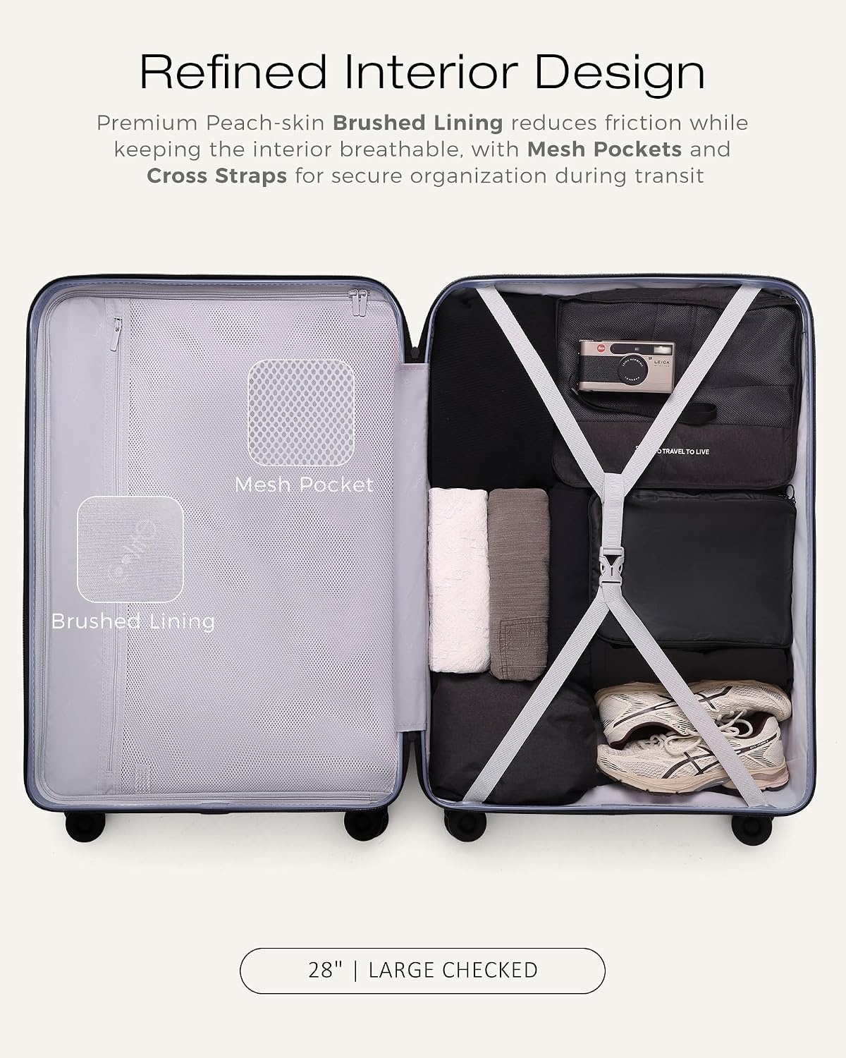 image:imageCoolife Luggage 3 Piece Set Lightweight PC Hardside Suitcases 202428 Expandable 20Inch CarryOn Dual Spinner Wheels TSAApproved Lock Upgraded PC Hardshell Durable Travel SuitcasesLight Purple