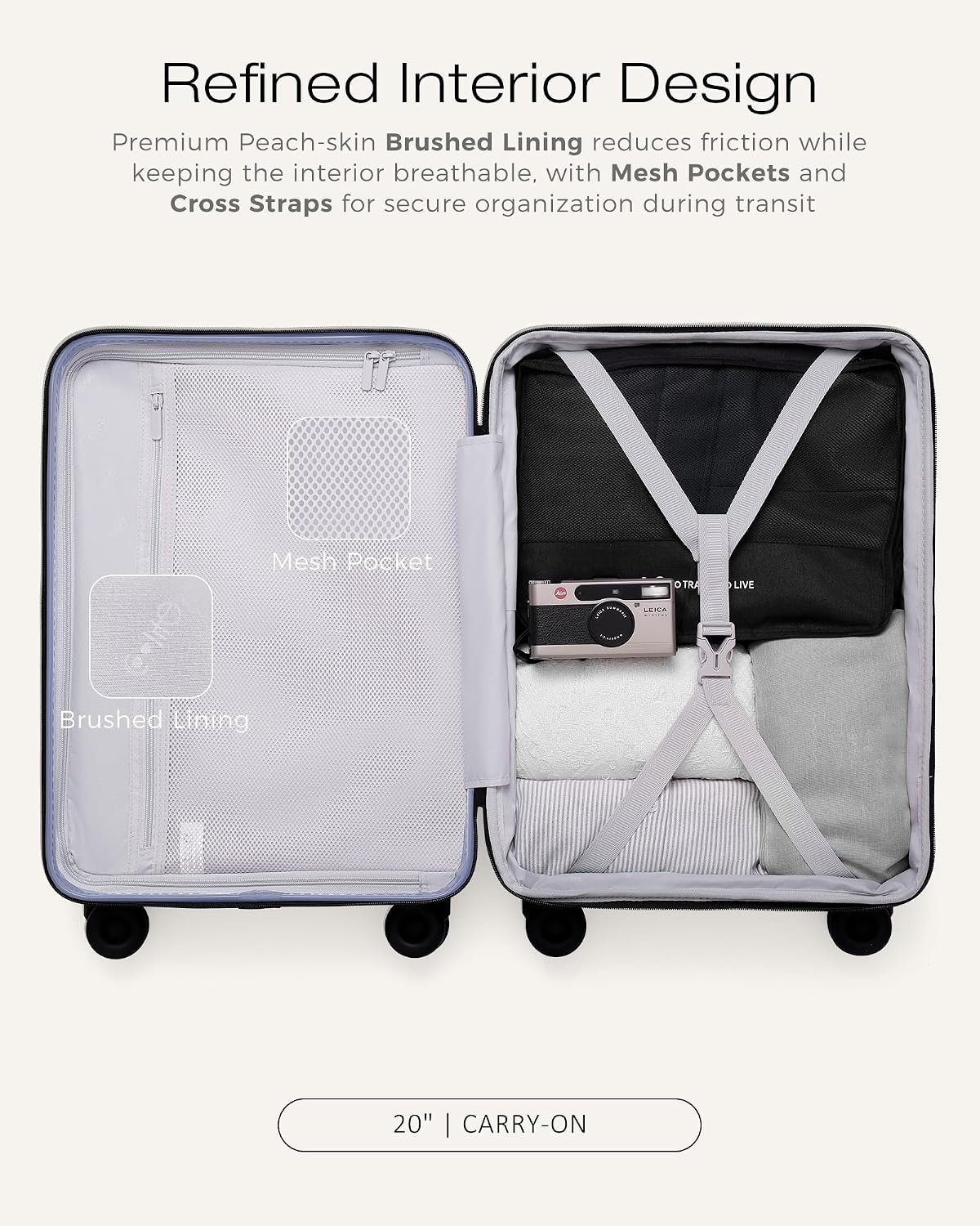image:imageCoolife Luggage 3 Piece Set Lightweight PC Hardside Suitcases 202428 Expandable 20Inch CarryOn Dual Spinner Wheels TSAApproved Lock Upgraded PC Hardshell Durable Travel SuitcasesLight Purple