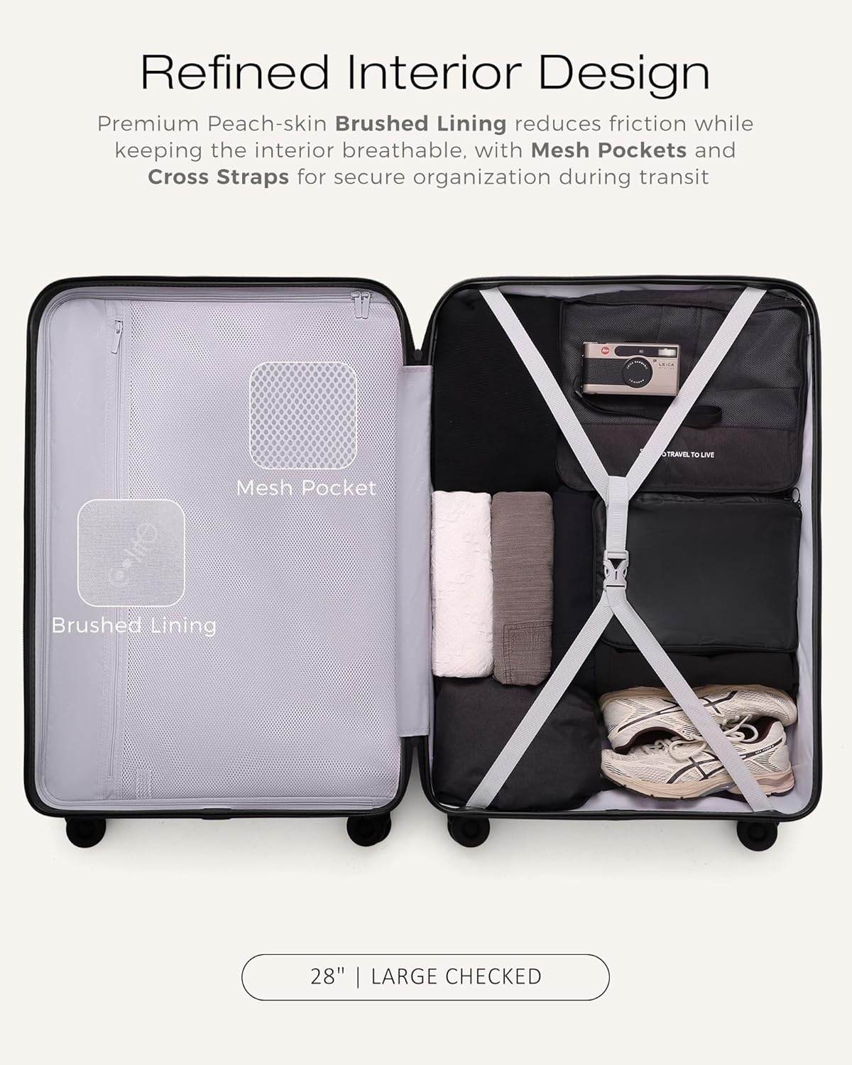 image:imageCoolife Luggage 3 Piece Set Lightweight PC Hardside Suitcases 202428 Expandable 20Inch CarryOn Dual Spinner Wheels TSAApproved Lock Upgraded PC Hardshell Durable Travel SuitcasesNavy