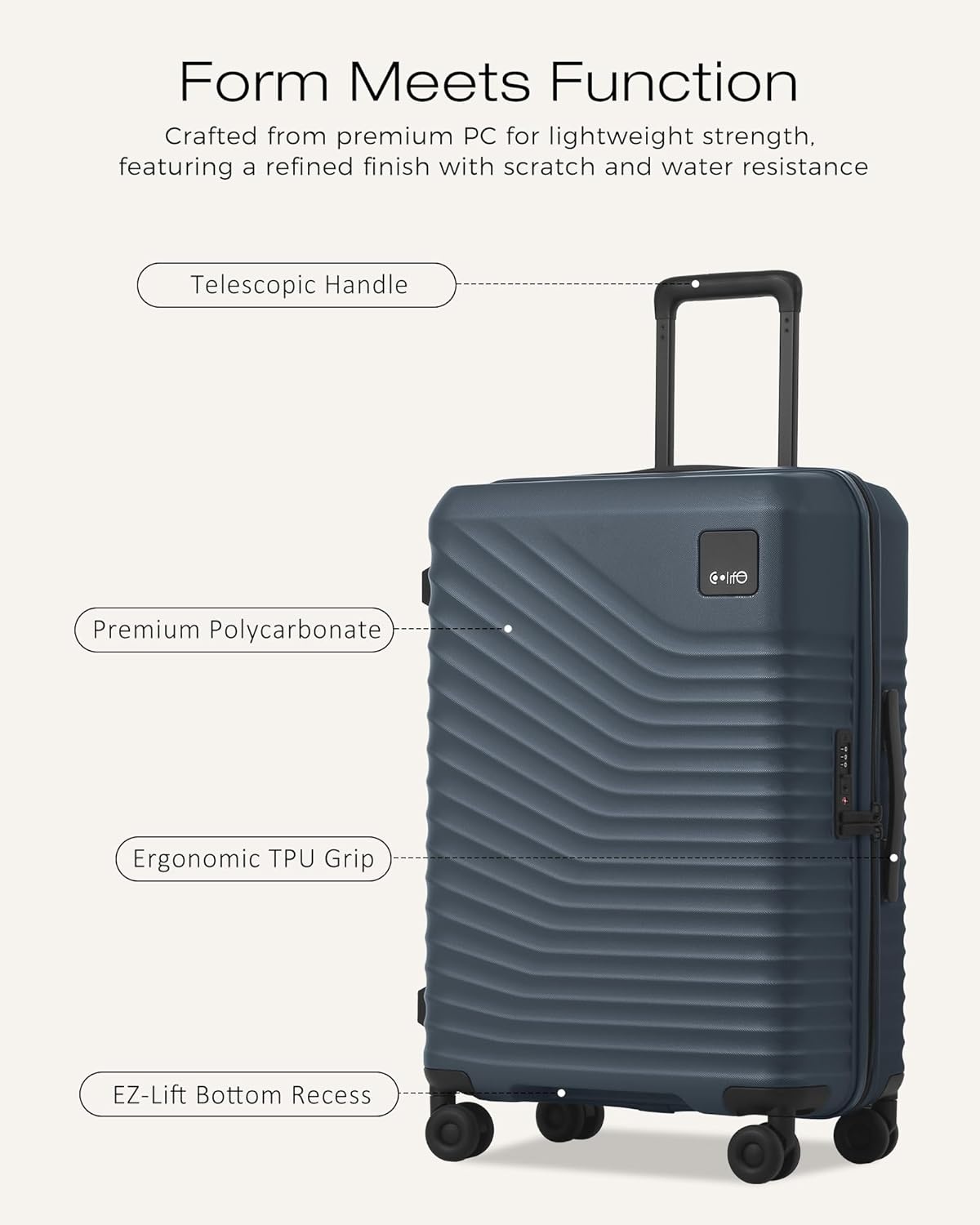 image:imageCoolife Luggage 3 Piece Set Lightweight PC Hardside Suitcases 202428 Expandable 20Inch CarryOn Dual Spinner Wheels TSAApproved Lock Upgraded PC Hardshell Durable Travel SuitcasesNavy