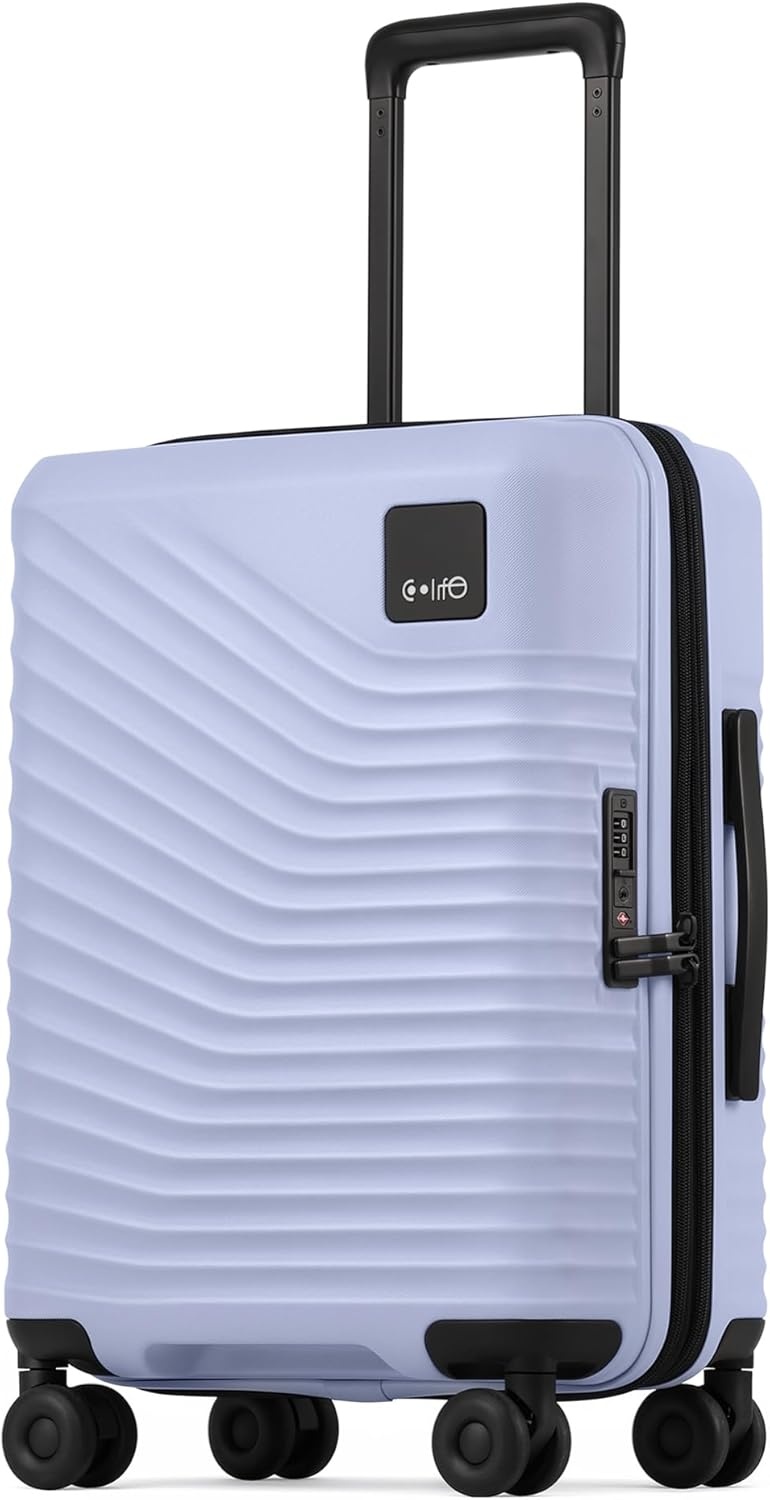 image:imageCoolife Luggage 3 Piece Set Lightweight PC Hardside Suitcases 202428 Expandable 20Inch CarryOn Dual Spinner Wheels TSAApproved Lock Upgraded PC Hardshell Durable Travel SuitcasesLight Purple
