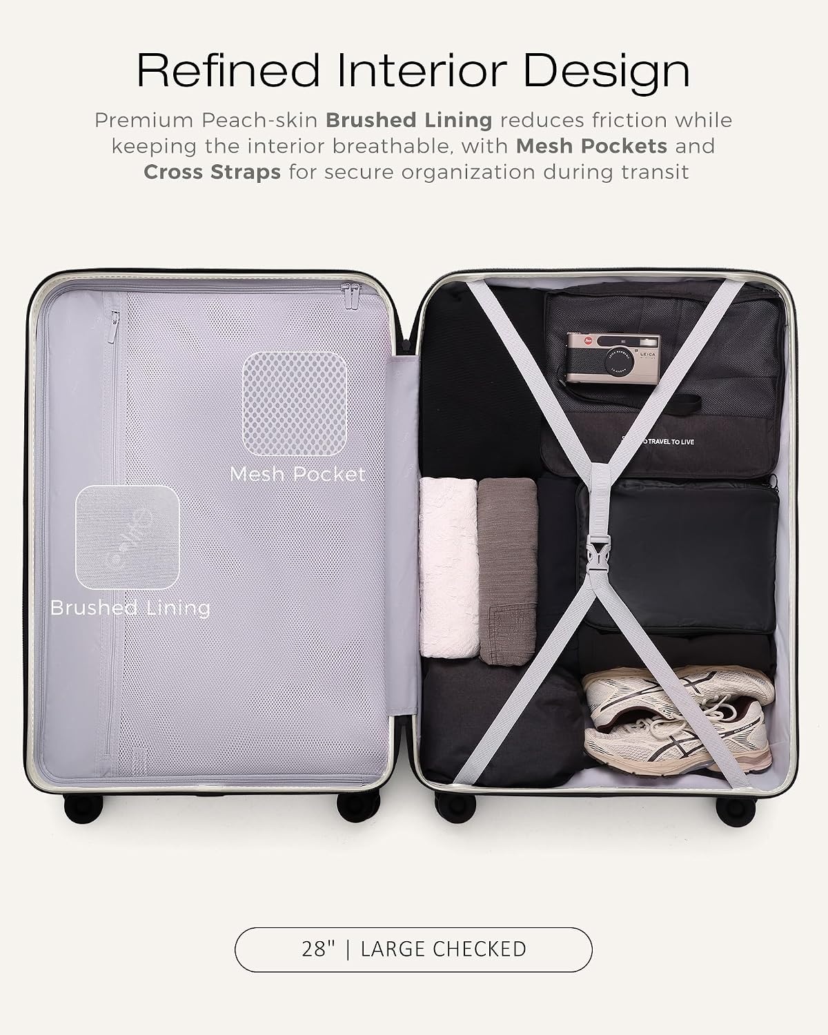 image:imageCoolife Luggage 3 Piece Set Lightweight PC Hardside Suitcases 202428 Expandable 20Inch CarryOn Dual Spinner Wheels TSAApproved Lock Upgraded PC Hardshell Durable Travel SuitcasesWhite