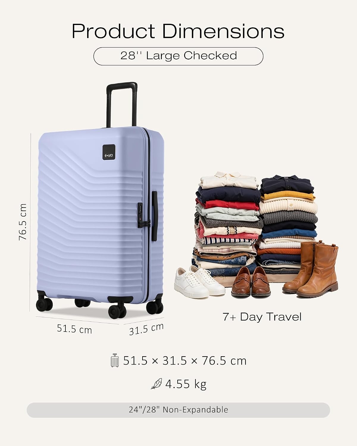 image:imageCoolife Luggage 3 Piece Set Lightweight PC Hardside Suitcases 202428 Expandable 20Inch CarryOn Dual Spinner Wheels TSAApproved Lock Upgraded PC Hardshell Durable Travel SuitcasesLight Purple