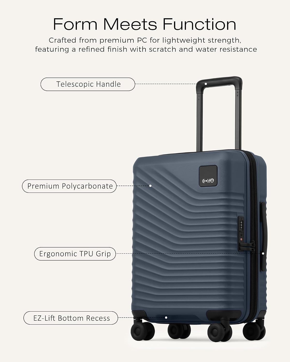 image:imageCoolife Luggage 3 Piece Set Lightweight PC Hardside Suitcases 202428 Expandable 20Inch CarryOn Dual Spinner Wheels TSAApproved Lock Upgraded PC Hardshell Durable Travel SuitcasesNavy