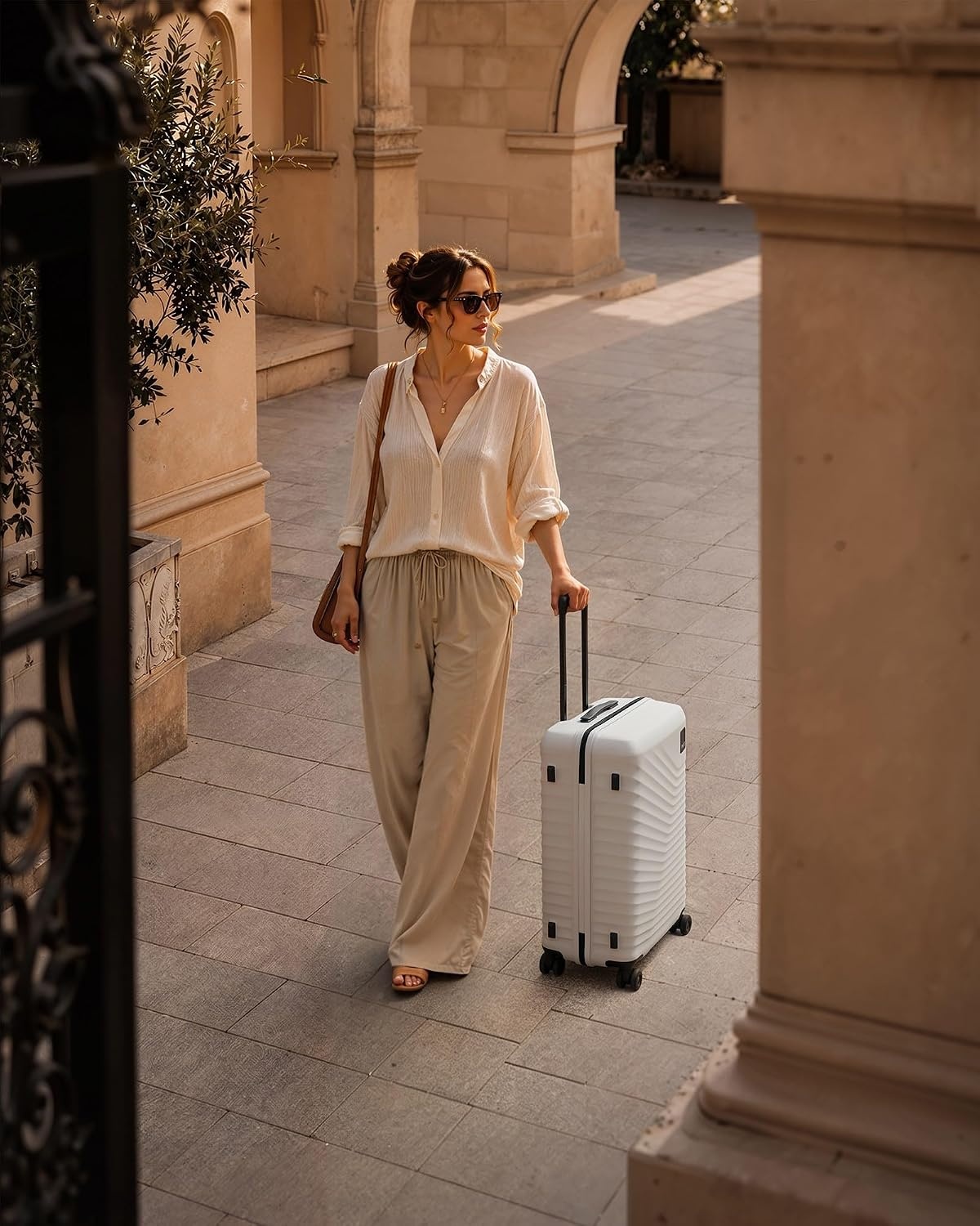 image:imageCoolife Luggage 3 Piece Set Lightweight PC Hardside Suitcases 202428 Expandable 20Inch CarryOn Dual Spinner Wheels TSAApproved Lock Upgraded PC Hardshell Durable Travel SuitcasesWhite