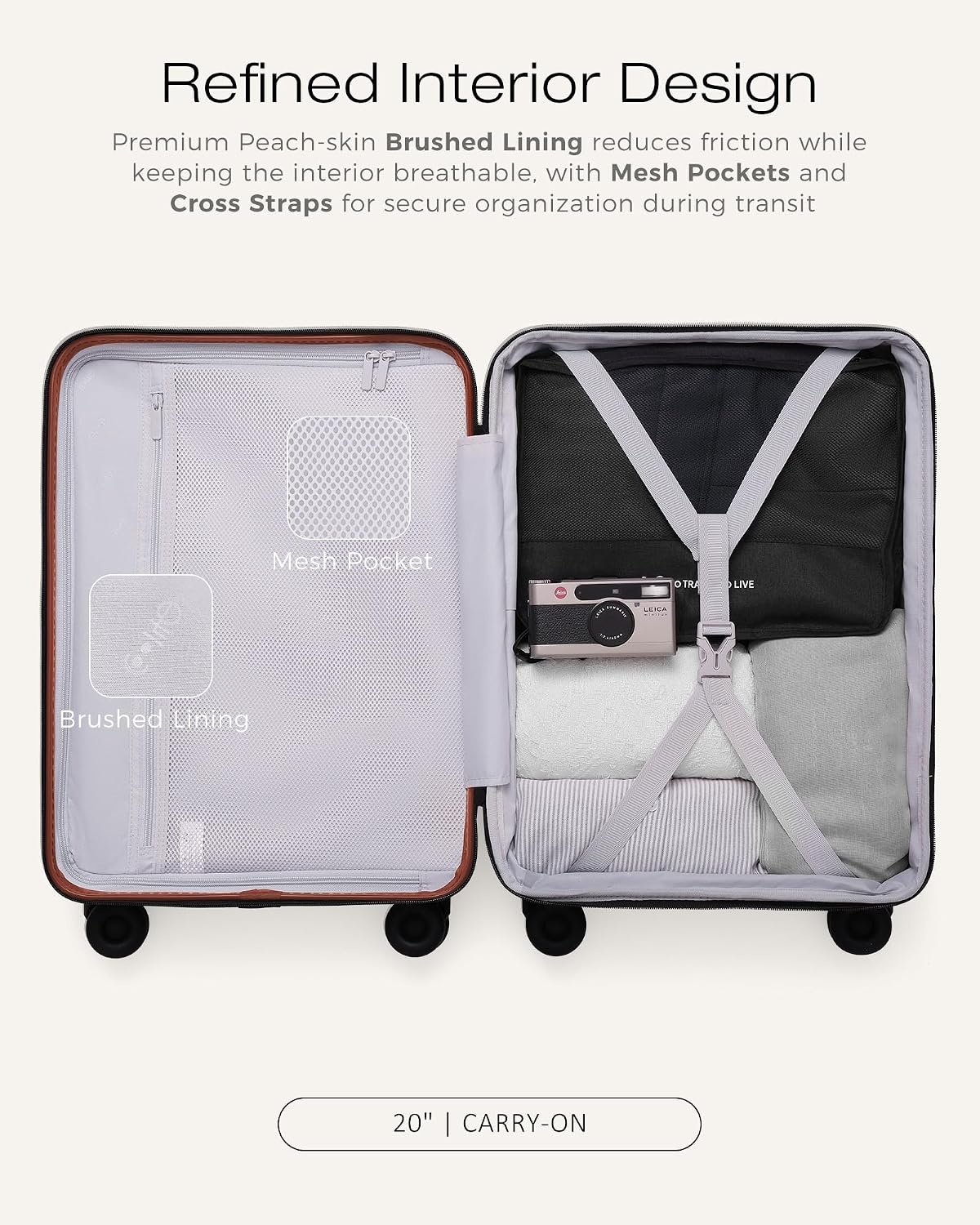 image:imageCoolife Luggage 3 Piece Set Lightweight PC Hardside Suitcases 202428 Expandable 20Inch CarryOn Dual Spinner Wheels TSAApproved Lock Upgraded PC Hardshell Durable Travel SuitcasesBrown