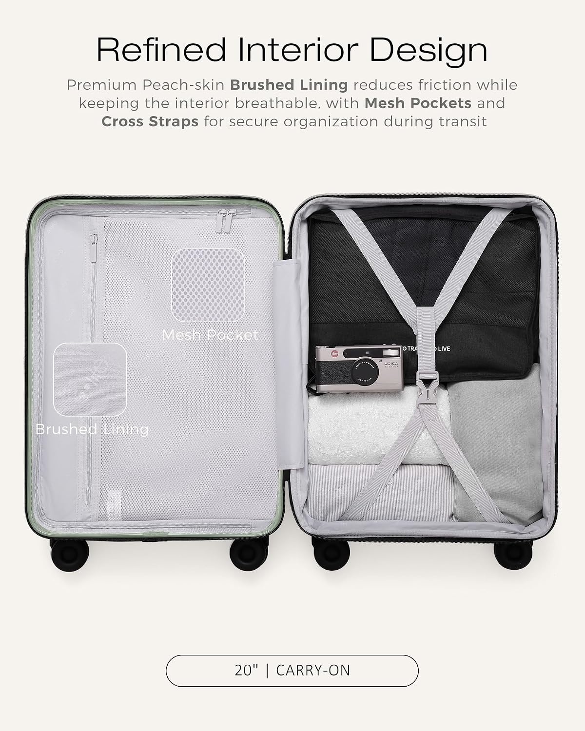 image:imageCoolife Luggage 3 Piece Set Lightweight PC Hardside Suitcases 202428 Expandable 20Inch CarryOn Dual Spinner Wheels TSAApproved Lock Upgraded PC Hardshell Durable Travel SuitcasesLight Green