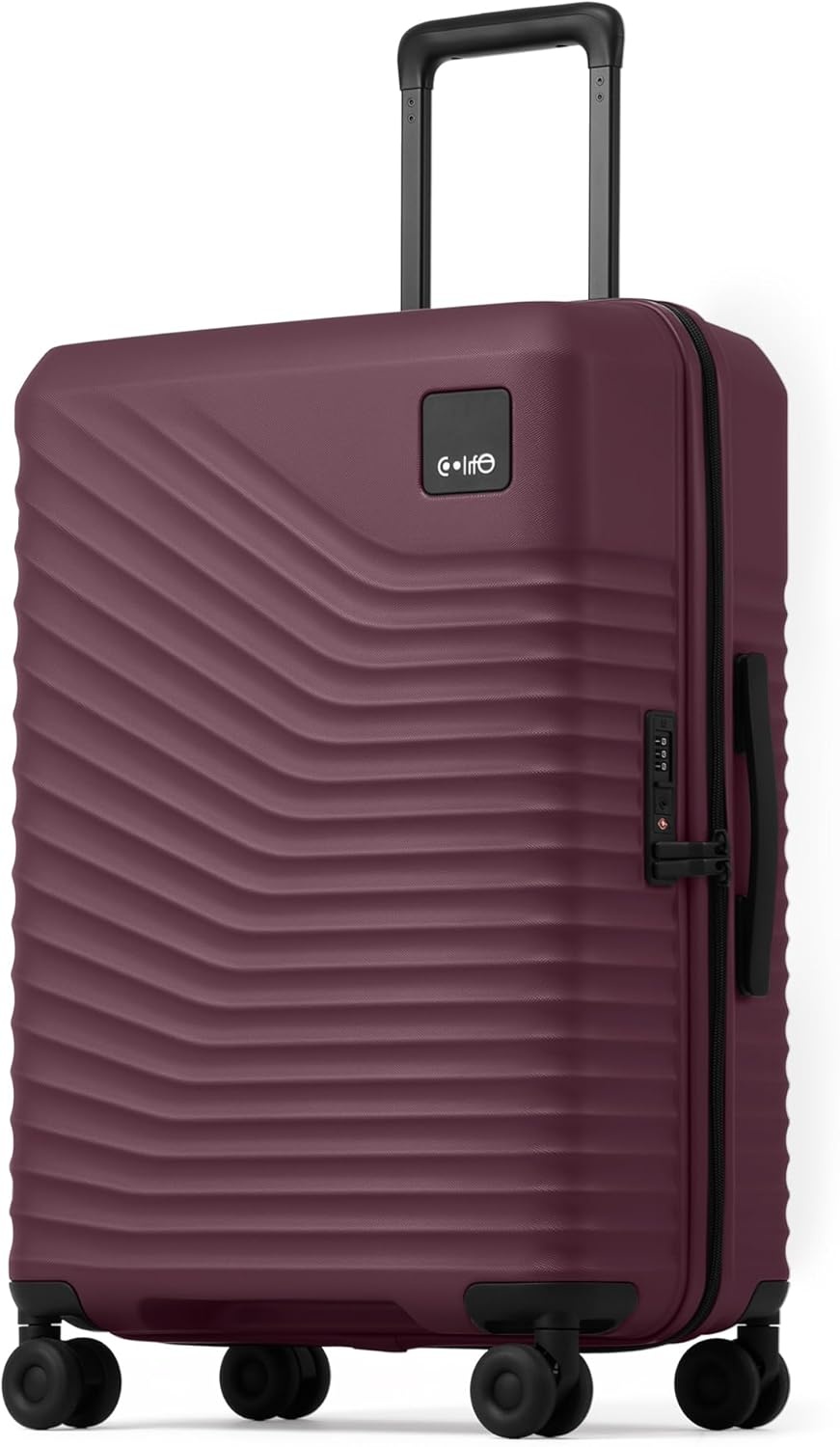 image:imageCoolife Luggage 3 Piece Set Lightweight PC Hardside Suitcases 202428 Expandable 20Inch CarryOn Dual Spinner Wheels TSAApproved Lock Upgraded PC Hardshell Durable Travel SuitcasesDark Purple