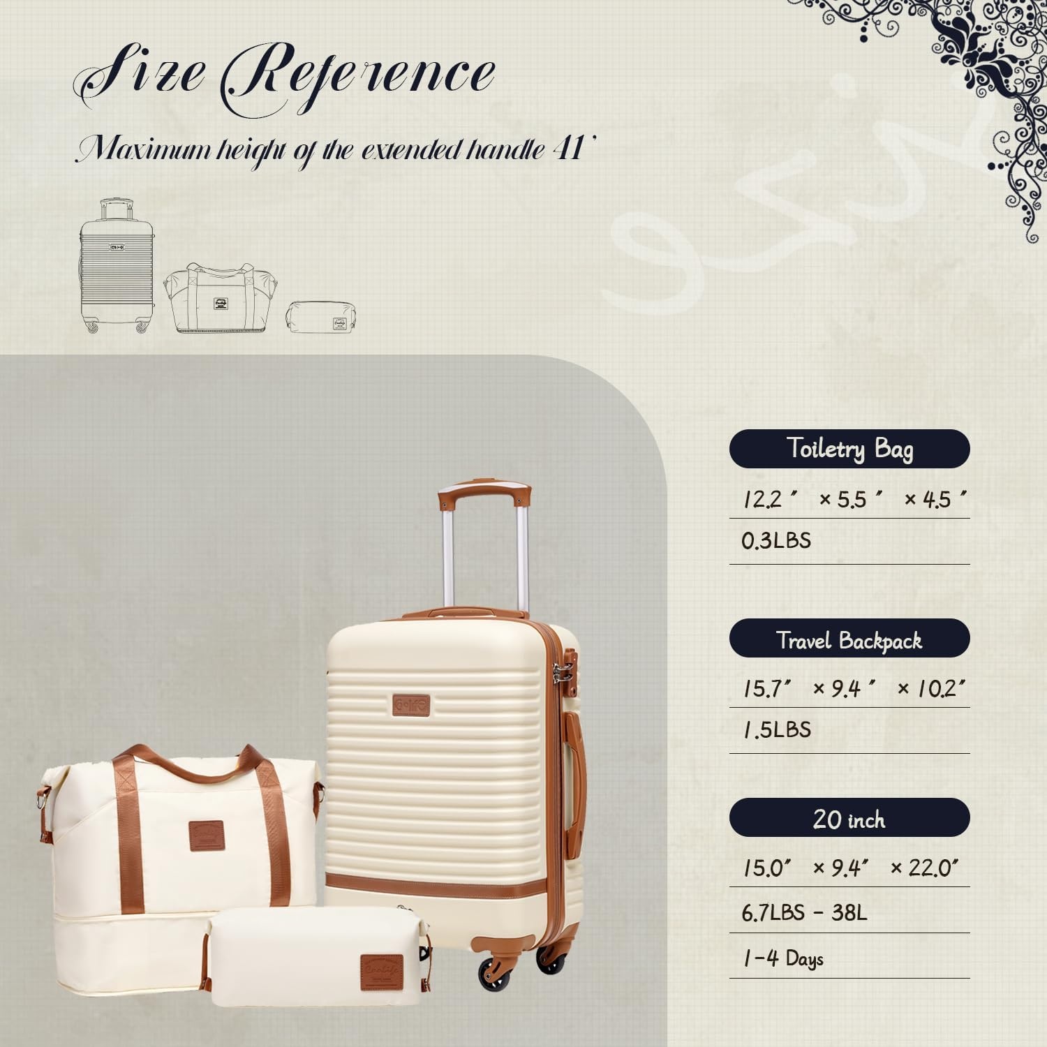 image:imageCoolife Luggage Set Carry On Suitcase5 piece Dark GreenDBTB202428 360 Spinner WheelsConvenient Trolley SleeveWaterResistant FabricFullyLined Zipper InteriorLightweight ABSNavyRed