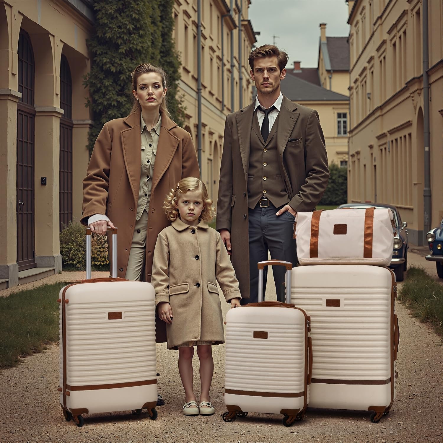 image:imageCoolife Luggage Set Carry On Suitcase5 piece Dark GreenDBTB202428 360 Spinner WheelsConvenient Trolley SleeveWaterResistant FabricFullyLined Zipper InteriorLightweight ABSNavyRed