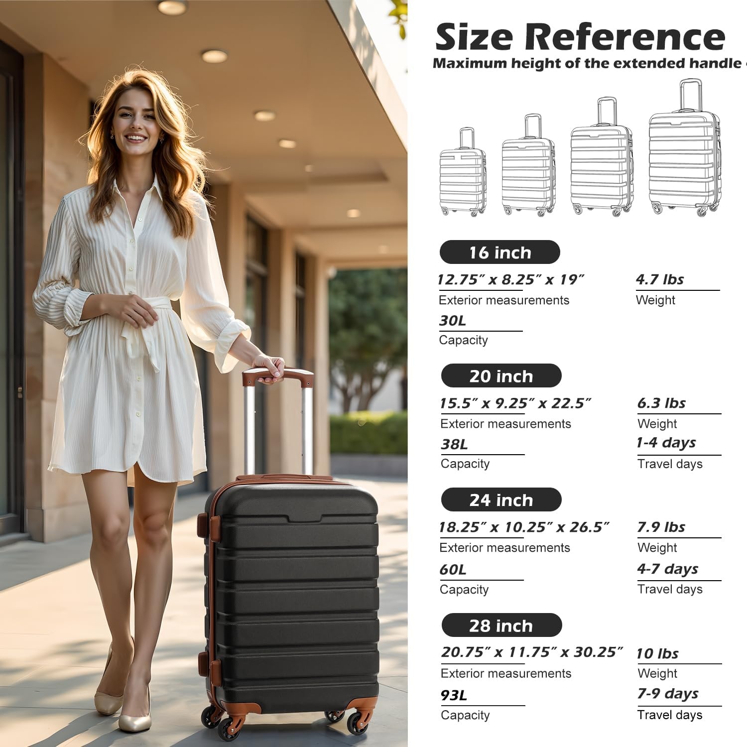 image:imageCoolife Luggage Set Lightweight Durable Hardshell 4 piece Navy suitcase set with 360 Spinner Wheels TSAapproved Lock Checked Family Travel 16202428 InchFamily SetBlue