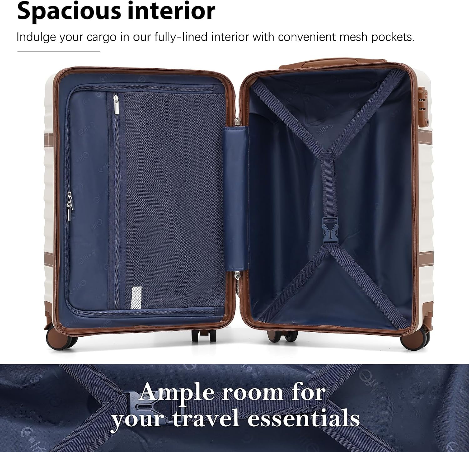 image:imageCoolife PC Hardshell Luggage TSA Lock Spinner Wheels 3Piece Set 3Piece6Piece Set PC hardshell multicompartment TSA lock 360 spinner wheels vintage designNavy