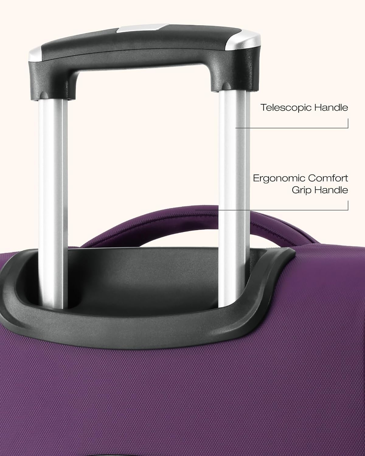 image:imageCoolife Upgraded Softside Luggage TSA Lock Spinner 3Piece 1800D Set Upgraded base system Premium Business UltraQuiet Dual Wheels 1800D waterrepellent fabric TSA lock multistage handlePurple