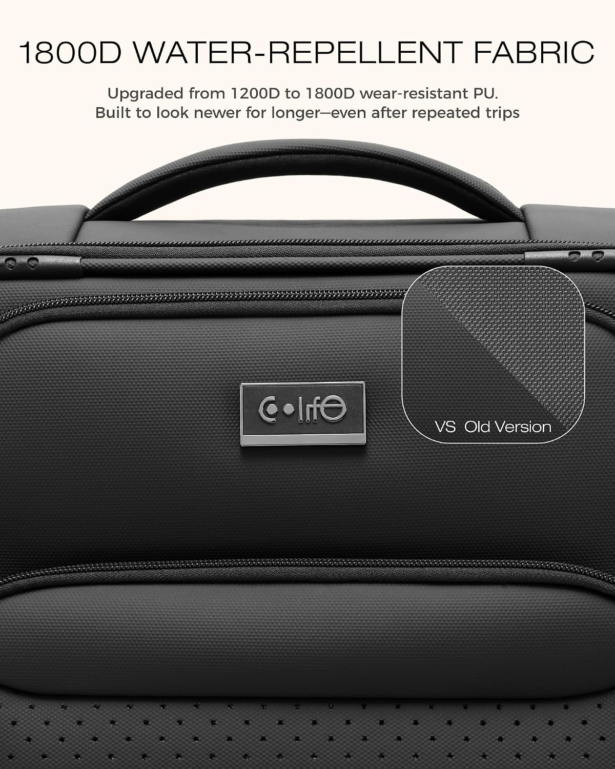image:imageCoolife Upgraded Softside Luggage TSA Lock Spinner 3Piece 1800D Set Upgraded base system Premium Business UltraQuiet Dual Wheels 1800D waterrepellent fabric TSA lock multistage handleBlack