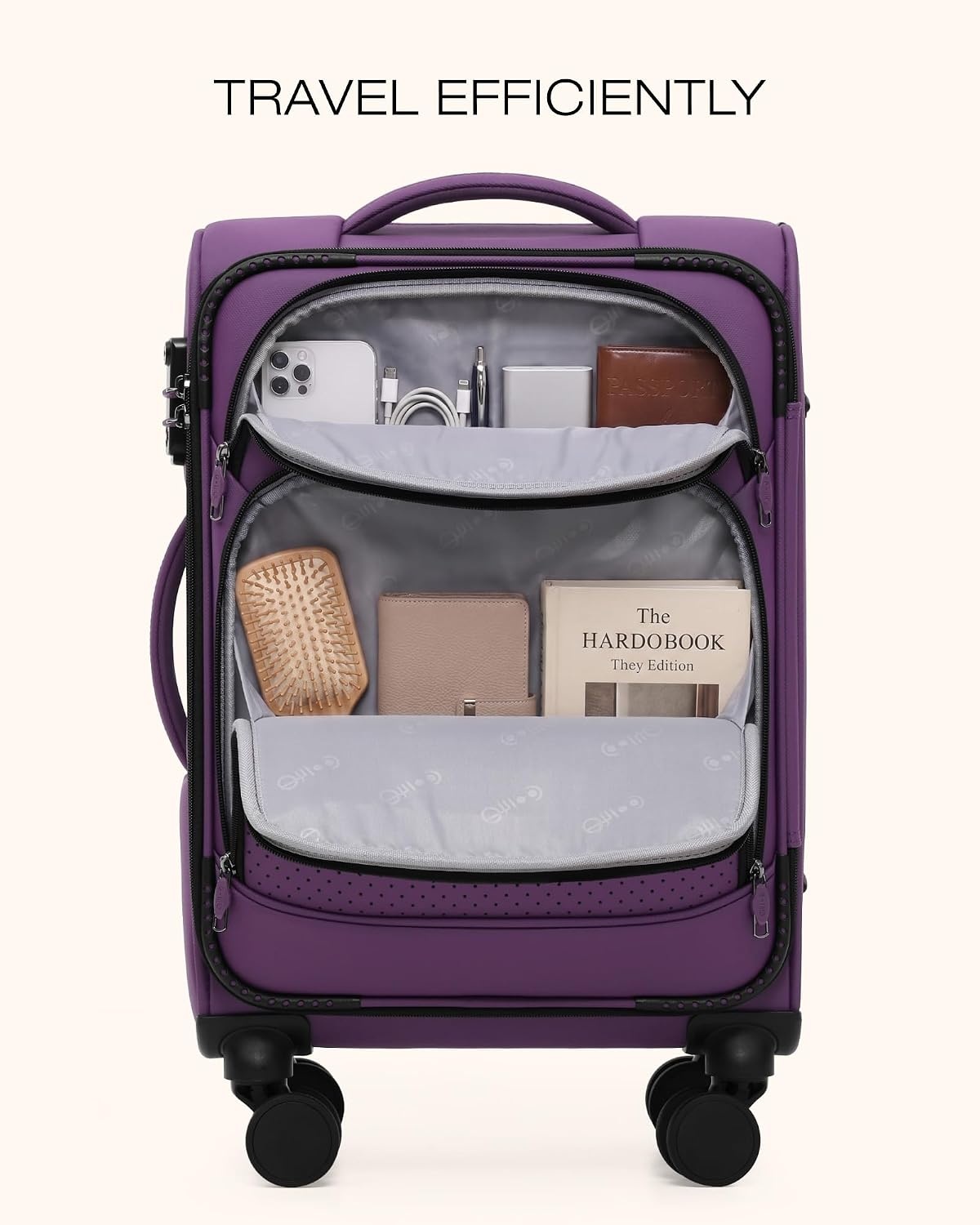image:imageCoolife Upgraded Softside Luggage TSA Lock Spinner 3Piece 1800D Set Upgraded base system Premium Business UltraQuiet Dual Wheels 1800D waterrepellent fabric TSA lock multistage handlePurple