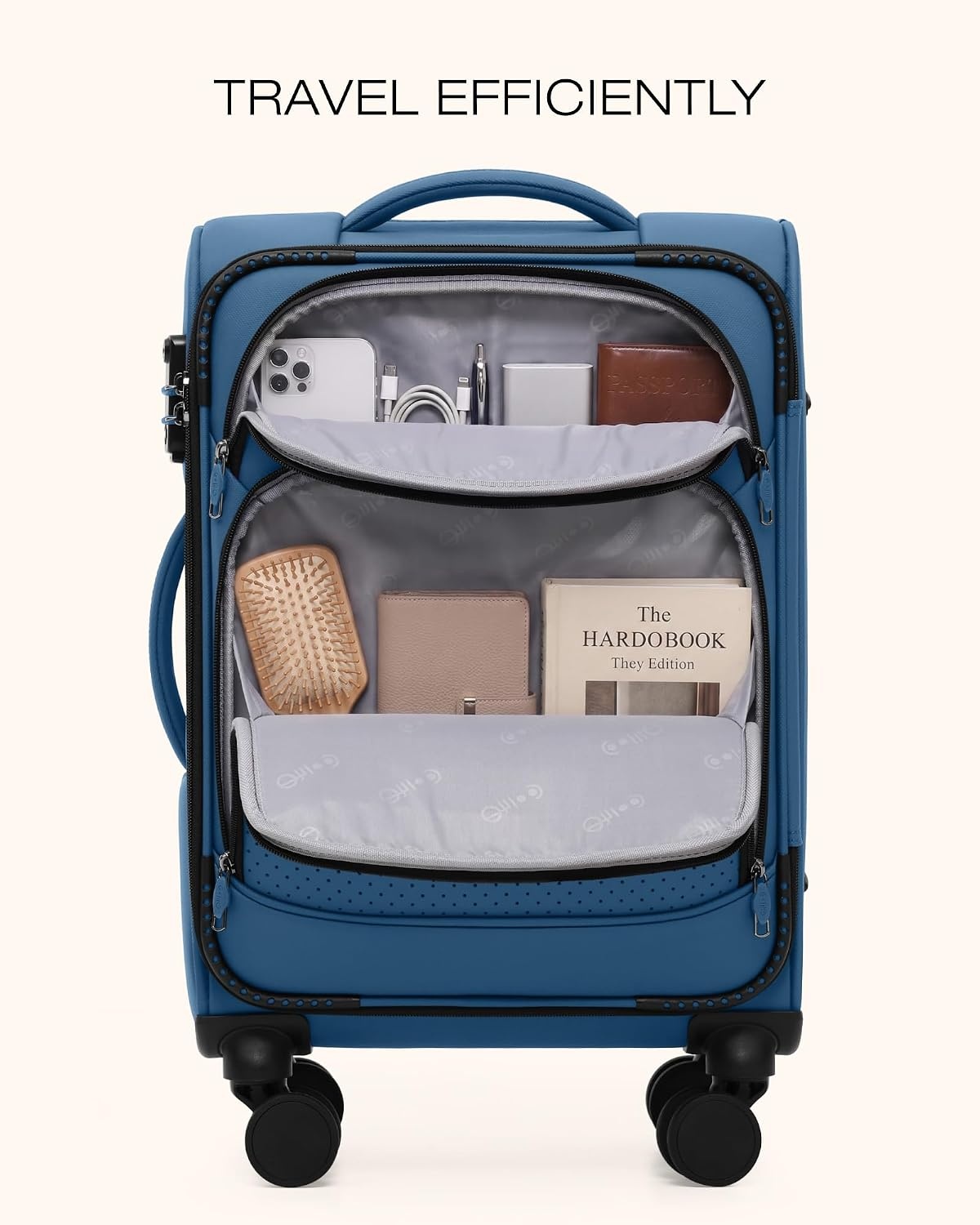 image:imageCoolife Upgraded Softside Luggage TSA Lock Spinner 3Piece 1800D Set Upgraded base system Premium Business UltraQuiet Dual Wheels 1800D waterrepellent fabric TSA lock multistage handleDeep Blue