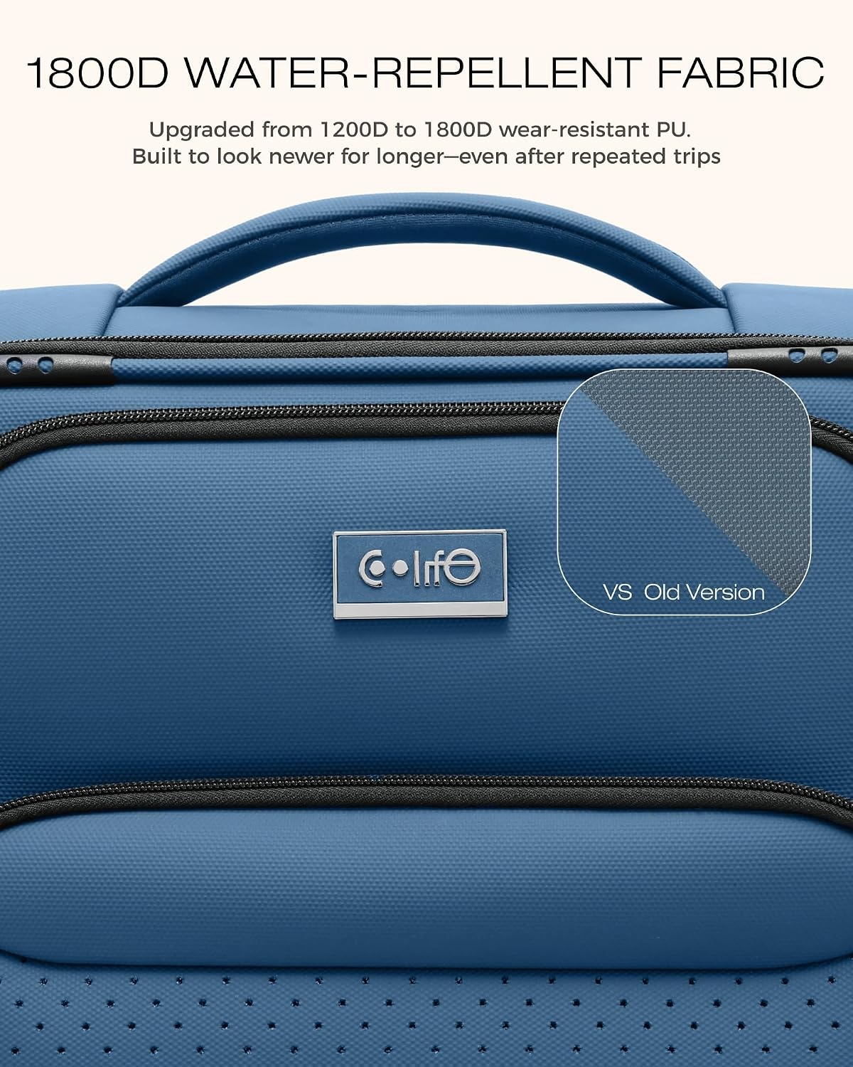 image:imageCoolife Upgraded Softside Luggage TSA Lock Spinner 3Piece 1800D Set Upgraded base system Premium Business UltraQuiet Dual Wheels 1800D waterrepellent fabric TSA lock multistage handleDeep Blue